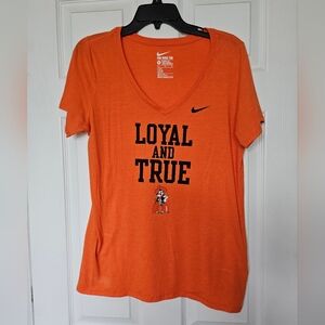 Nike Orange Crew Neck Tee with Bold Lettering